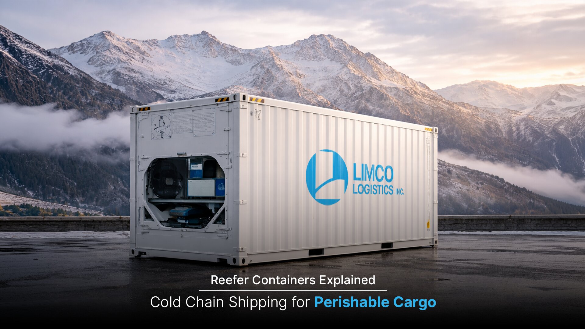 Reefer container for cold chain shipping of perishable cargo by Limco Logistics with temperature controlled refrigerated container
